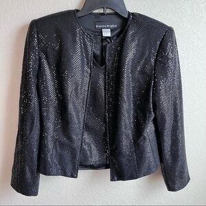 Bianca Nygard Jacket Tank Top Set Black Sequin Size 8